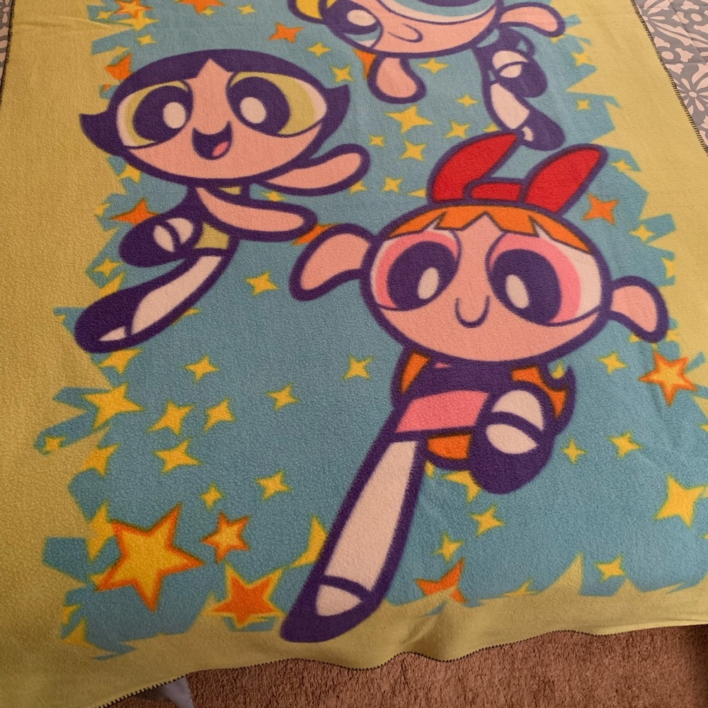 Powerpuff Girls blanket 45 x 65 inches.  From the Cartoon Network, with LABEL